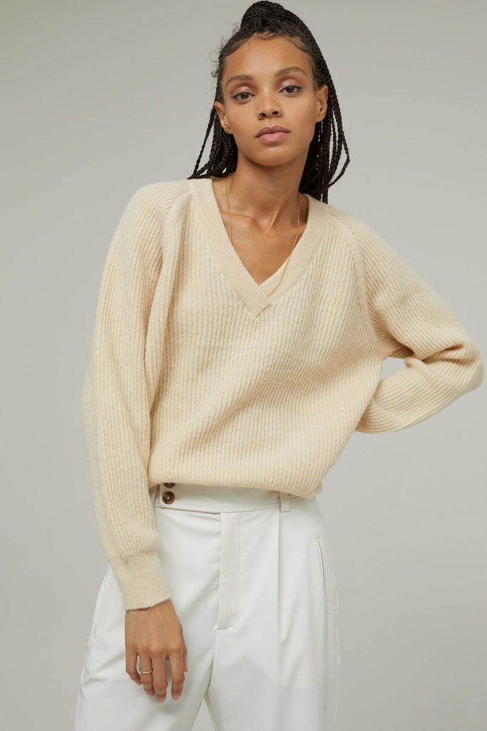 Closed Fisherman's Rib V-Sweater