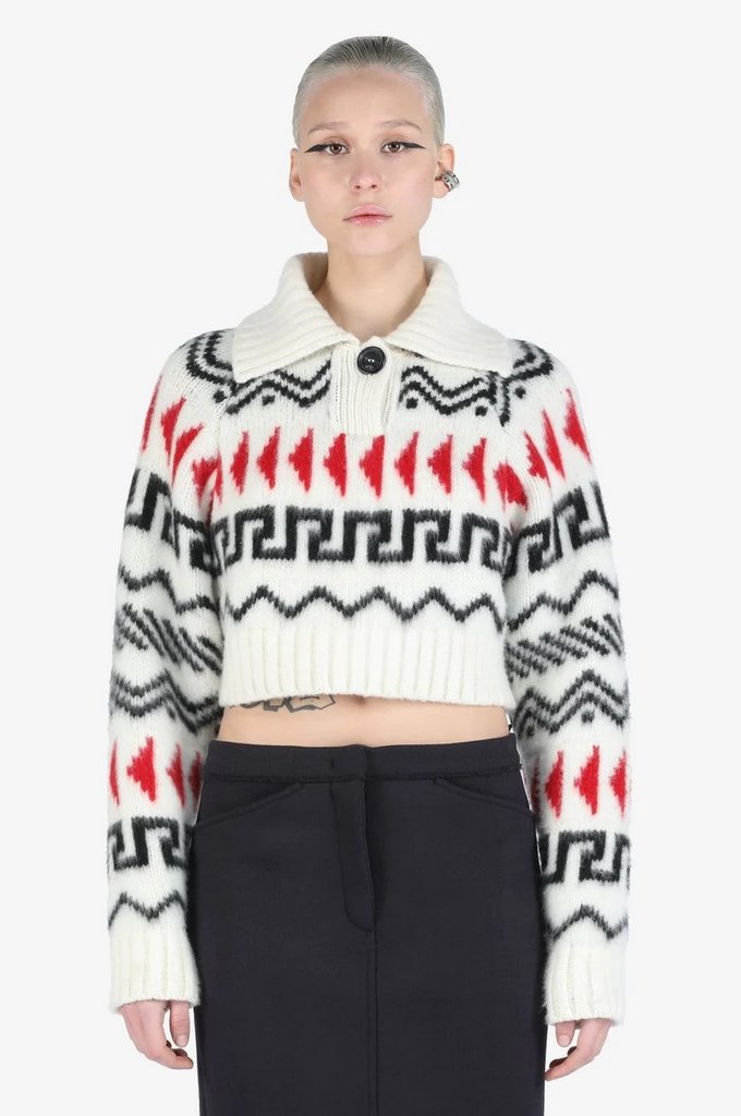N°21 Jacquard-Knit Cropped Sweater