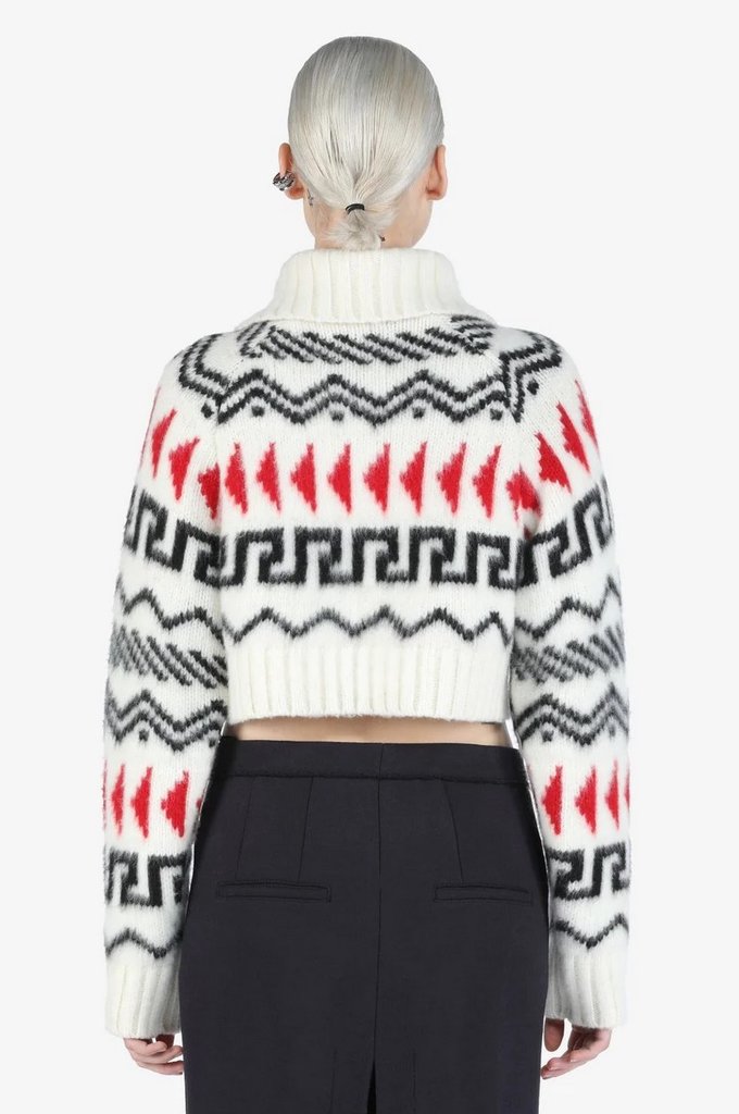 N°21 Jacquard-Knit Cropped Sweater