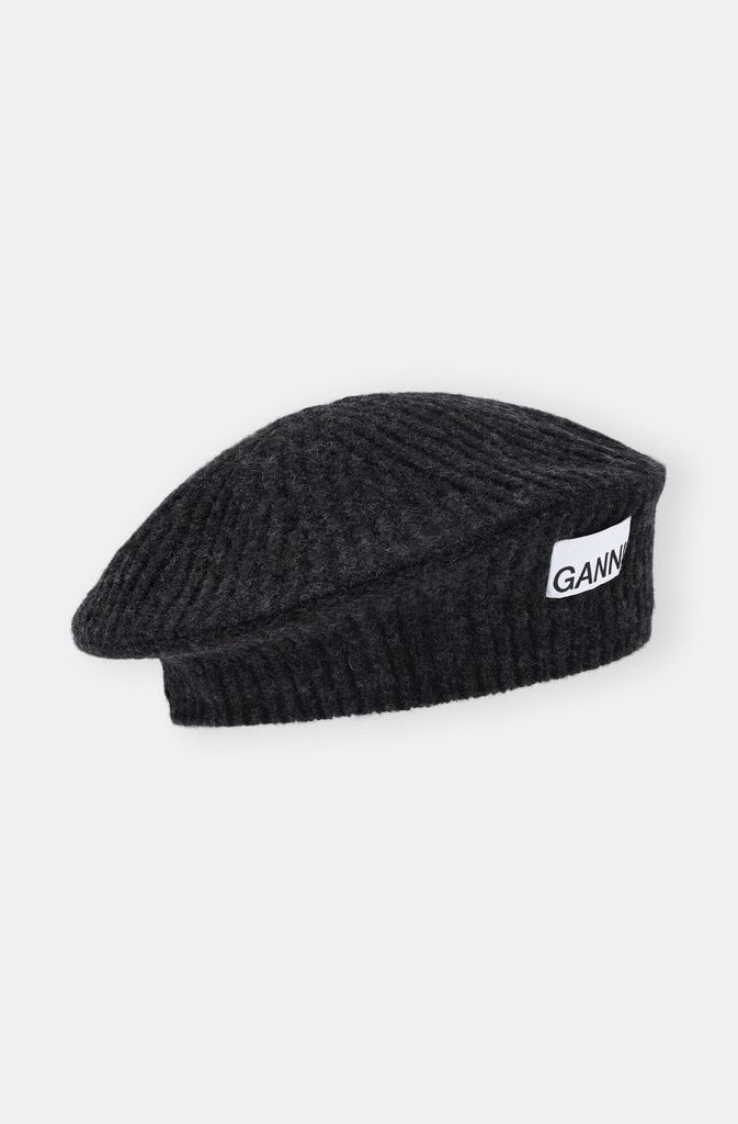 GANNI Wool Beret  Black