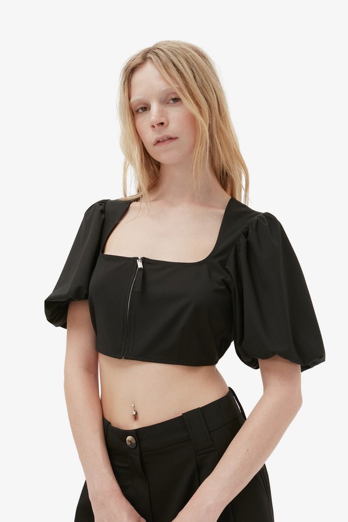 GANNI Cropped Zipper Blouse