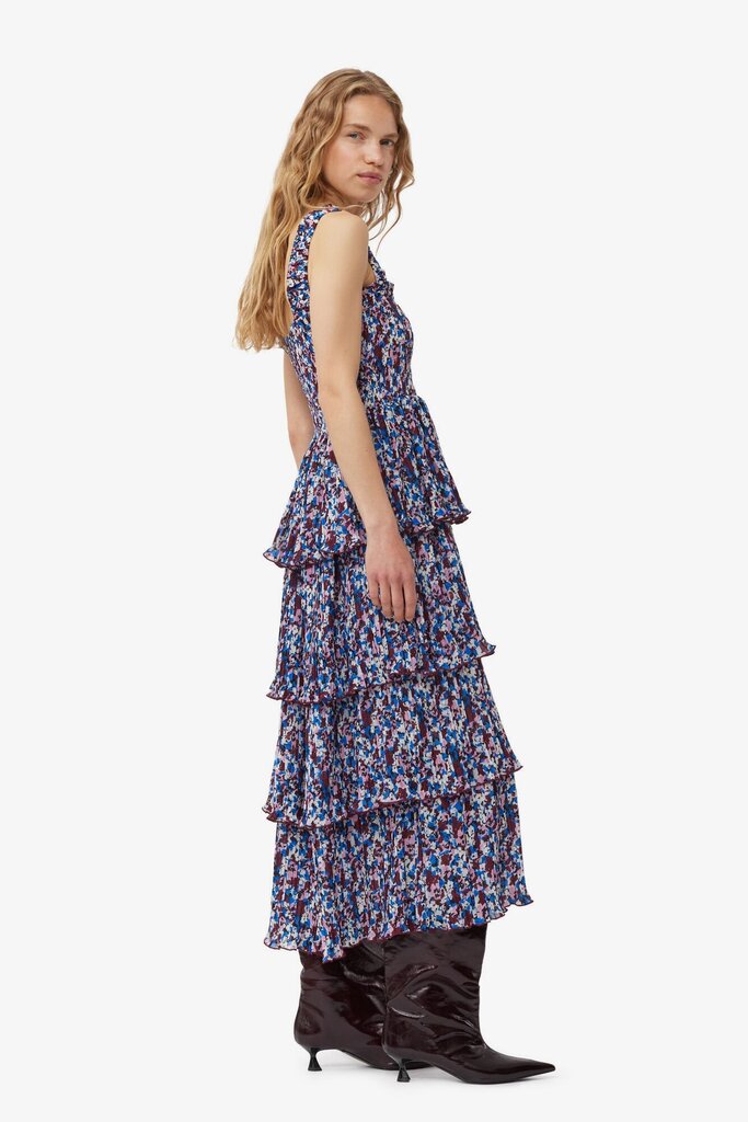 GANNI Georgette Smock Midi Dress