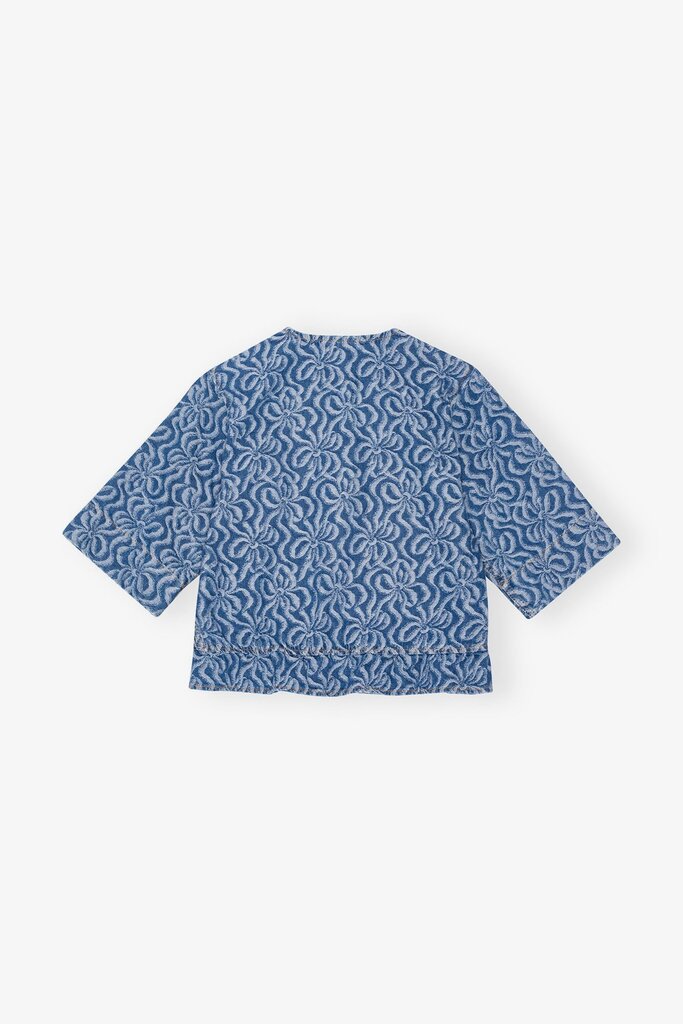 GANNI Jacquard Flounce Tie  Blouse