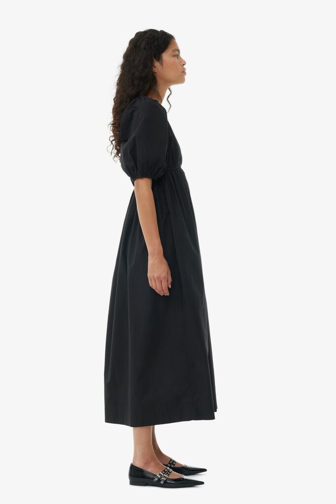 GANNI Black Poplin Long Dress