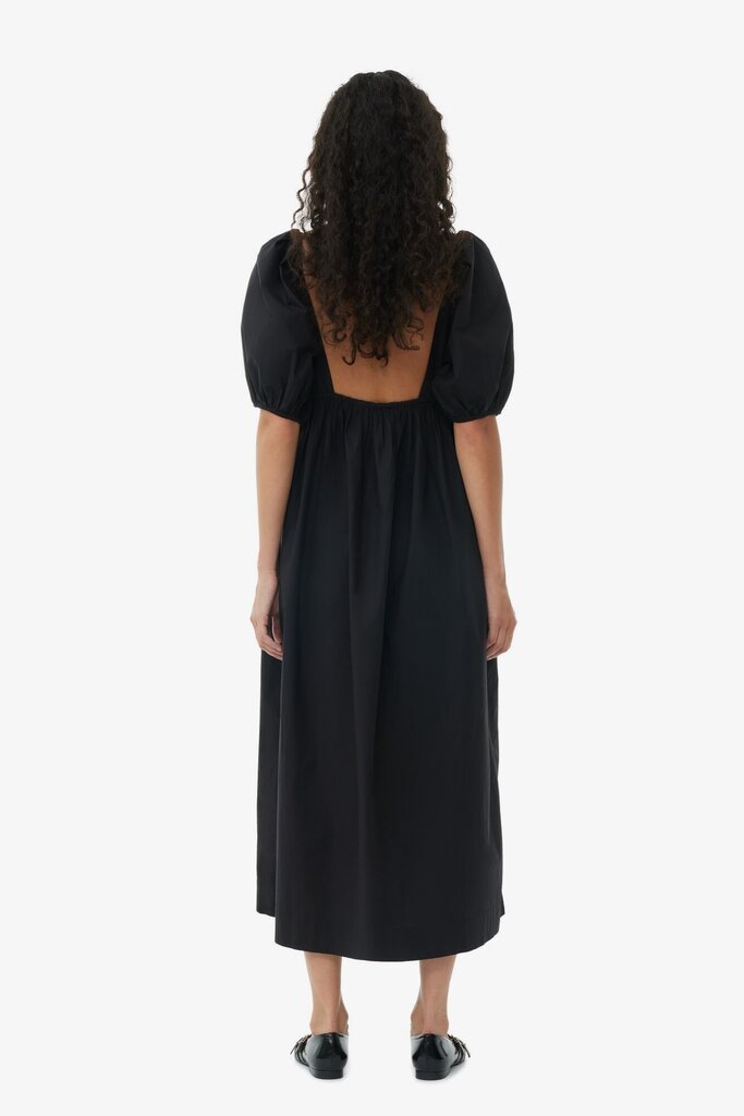 GANNI Black Poplin Long Dress