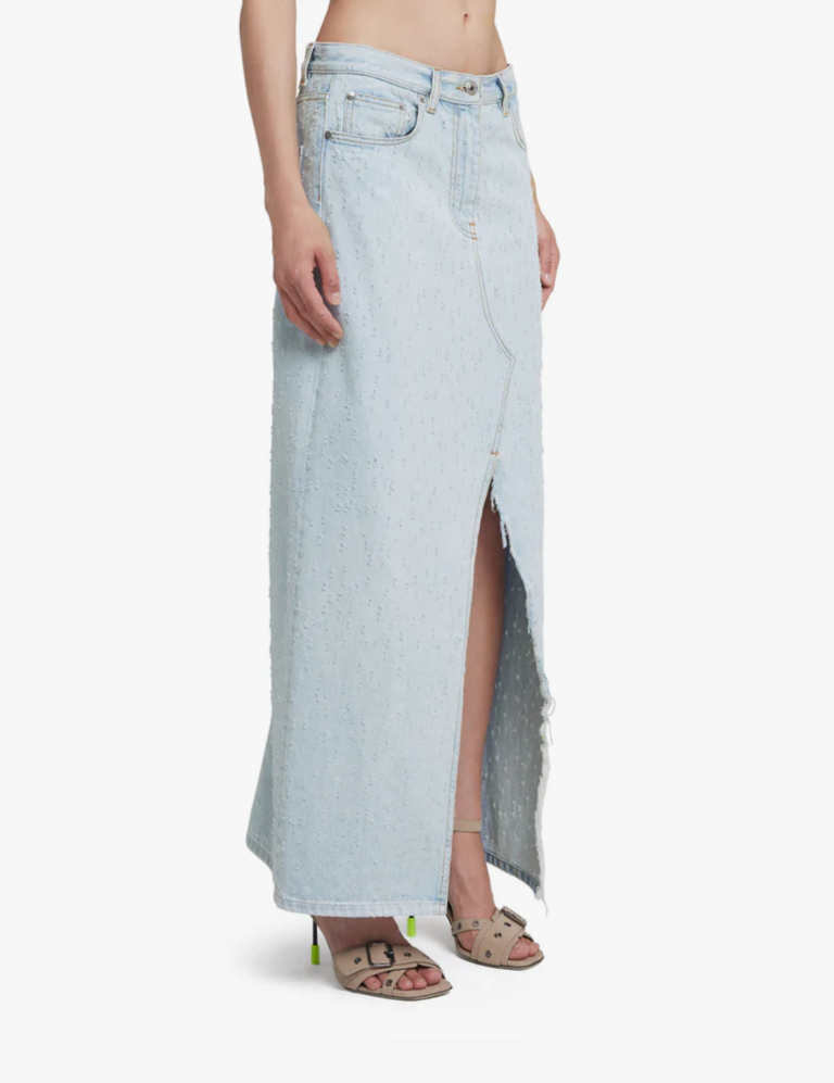 MSGM Light denim midi skirt