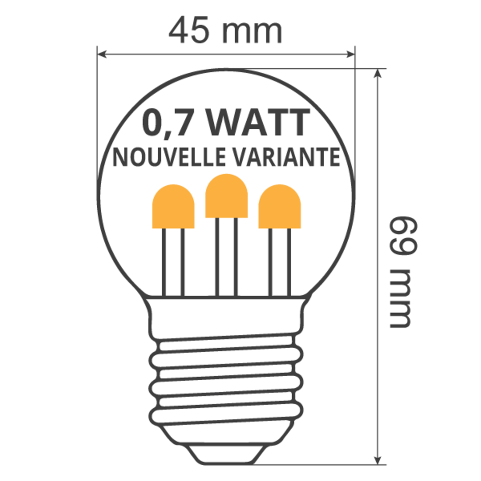 Ampoules guinguette à LED blanc chaud avec LED sur grandes perches