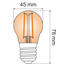 Ampoule 2,5W & 4,5W, 2000K, verre ambré Ø45 - dimmable