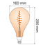 Ampoule spirale croissante 8,5W XXL, 2000K, verre ambré Ø160 - dimmable