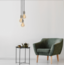 Lampe suspendue en argent avec ampoule XL 5W, verre ambré, 1800K, Ø95