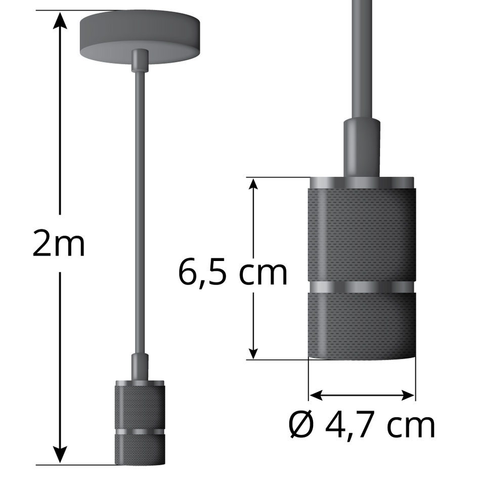 Lampe suspendue noire brillante avec lampe XL 5W, verre ambré, 1800K, Ø95