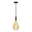 Lampe suspendue en argent avec lampe XXL de 8,5 à 10 W, verre ambré, 2000K, Ø160