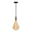 Lampe suspendue en argent avec lampe XXL de 8,5W à 10W, verre ambré, 2000K, Ø160