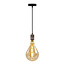 Suspension doré avec ampoule XXL de 8,5W à 10W, verre ambré, 2000K, Ø160