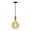 Suspension à cordon industrielle argentée incl. ampoule XXXL 8,5W à 10W, verre ambré, 2000 K, Ø200 mm