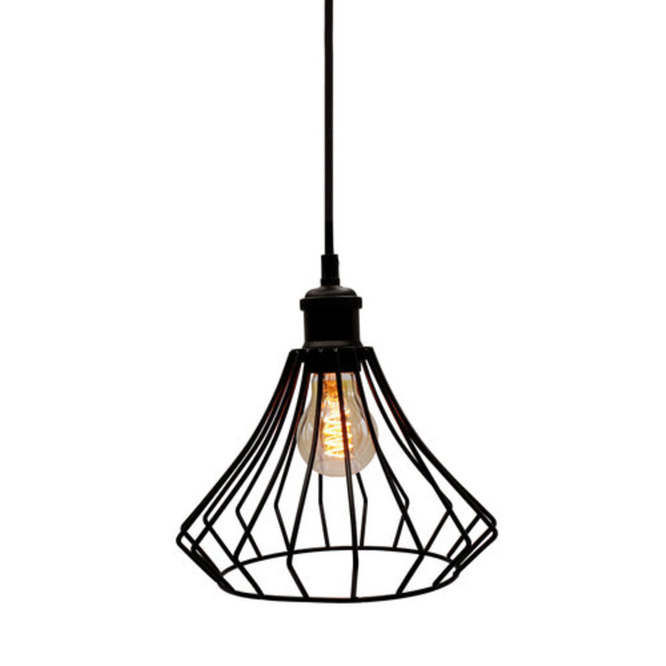 Suspension industrielle Kiki en cage losange noir mat