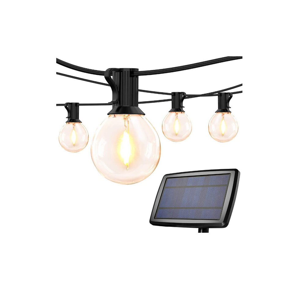 Guirlande lumineuse solaire 10 m, 20 petites ampoules rondes, panneau 3W (IP20)