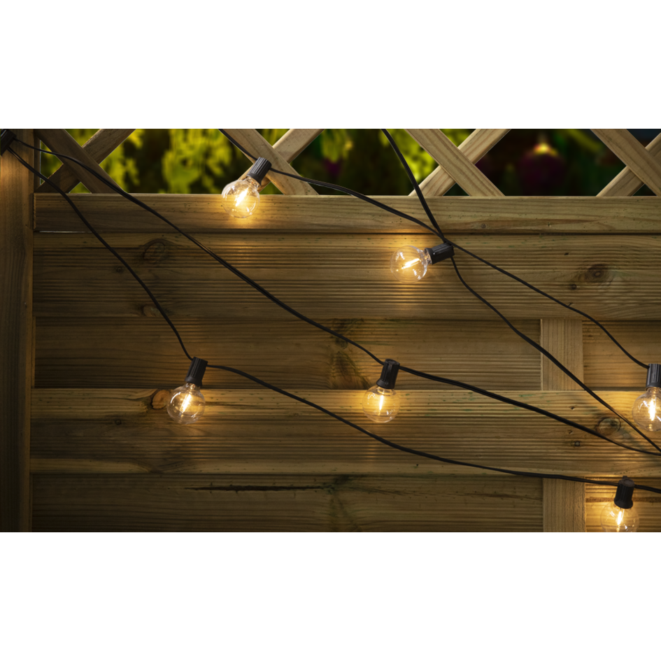 Guirlande solaire d'extérieur avec 20 petites lampes rondes - 10 mètres