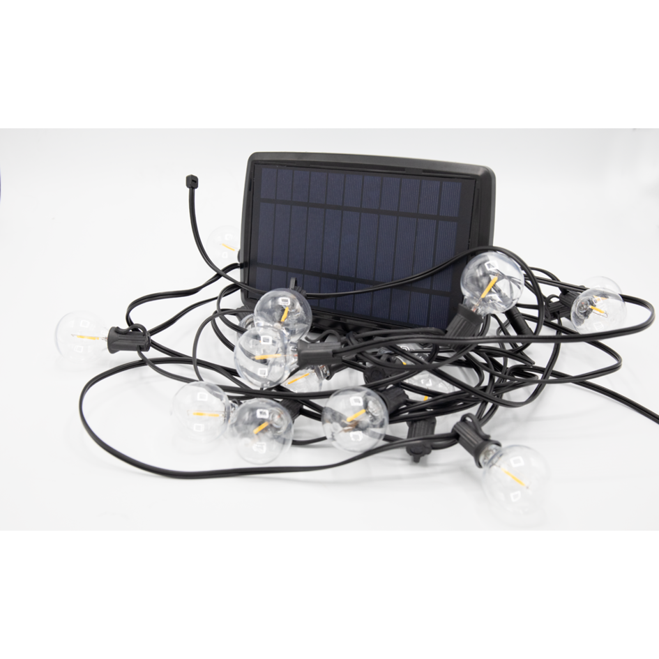 Guirlande lumineuse solaire 10 m, 20 petites ampoules rondes, panneau 3W (IP20)