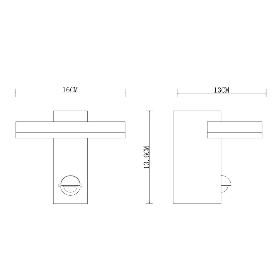 Applique murale Roberto noire avec capteur