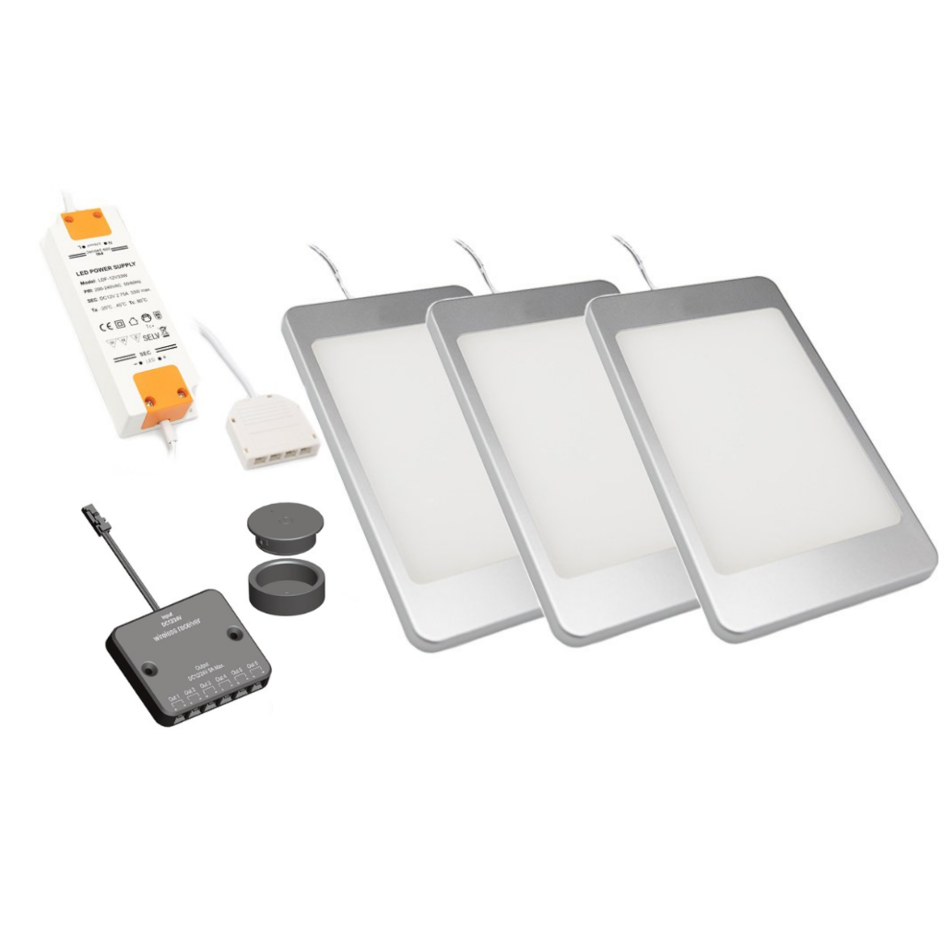 Éclairage de meuble LED Apollo kit complet de 3 spots