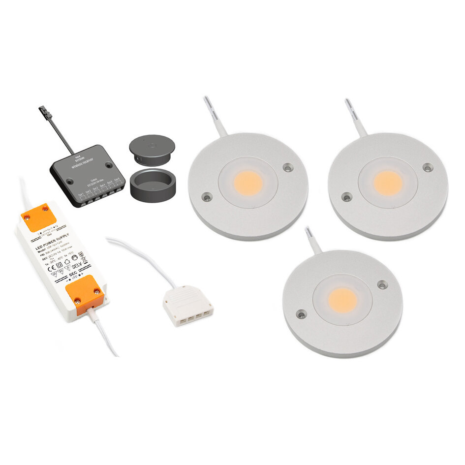 Éclairage de meuble LED Kaya kit complet de 3 spots
