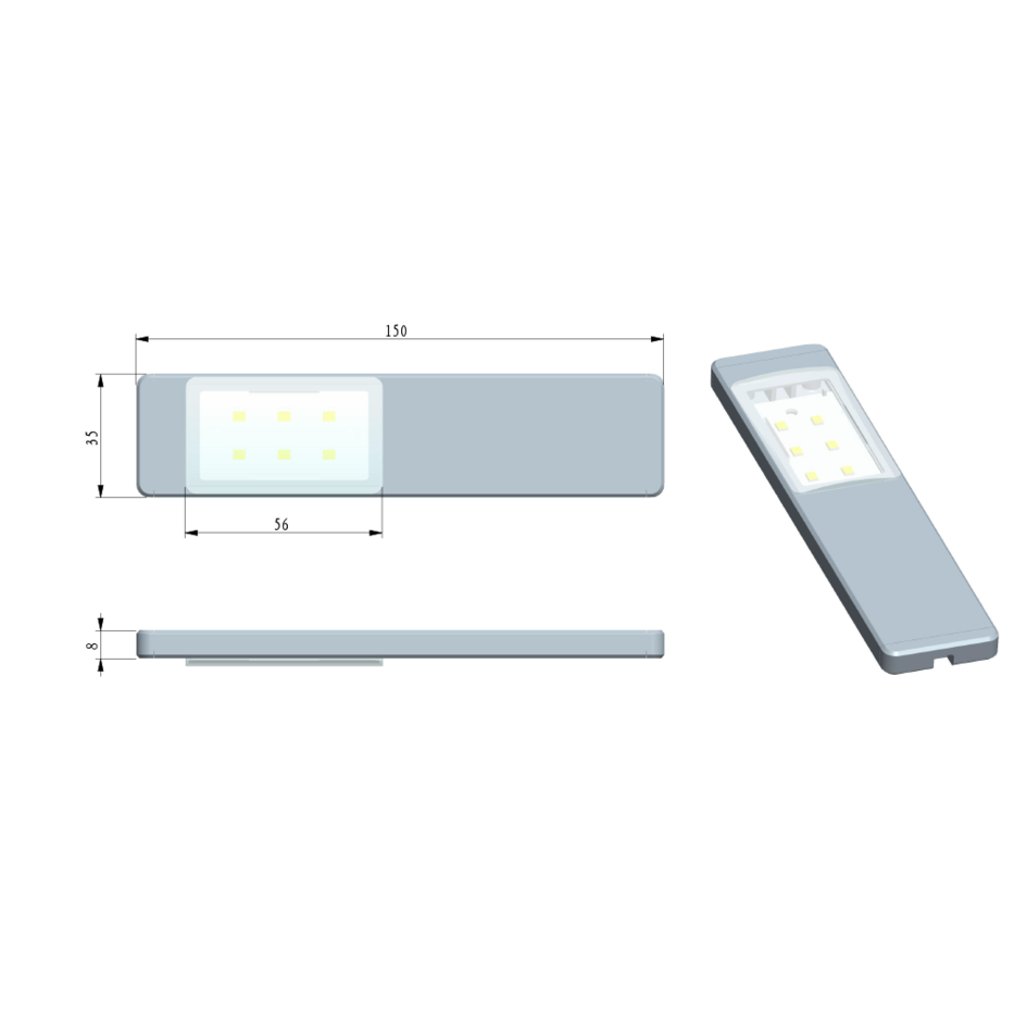 Spot en saillie LED Lex d'éclairage de meuble - gris argenté