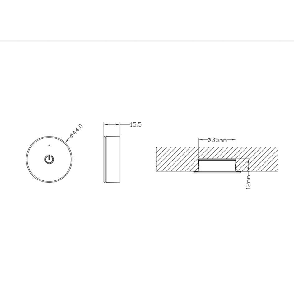 Variateur tactile rond sans fil - éclairage de meuble