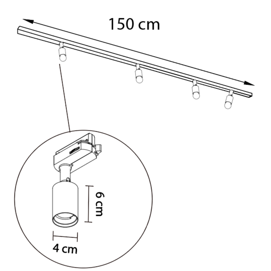 Kit rail monophasé de 1,5 mètre et spots Jax, noir