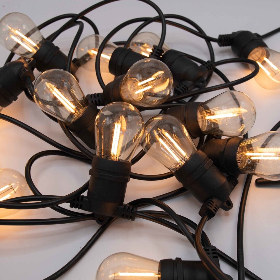 Guirlande lumineuse solaire 10 m, 20 ampoules à double filament, panneau 10W