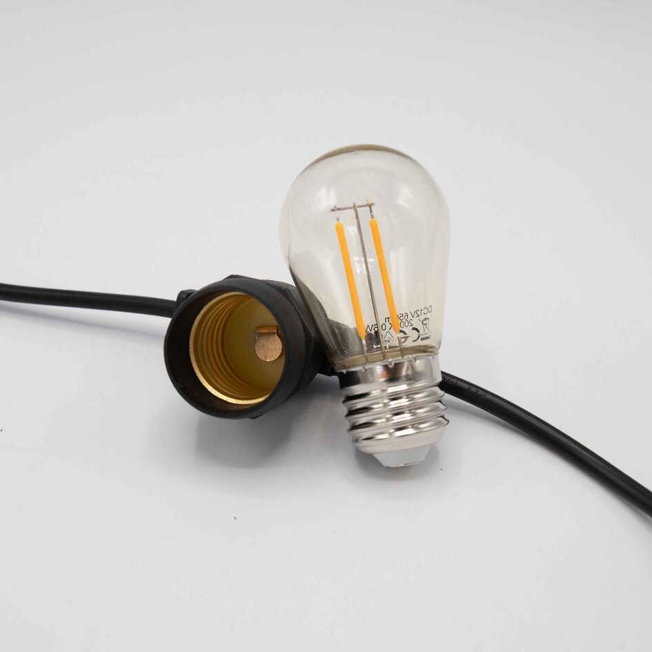 Guirlande lumineuse solaire 10 m, 20 ampoules à double filament, panneau 10W