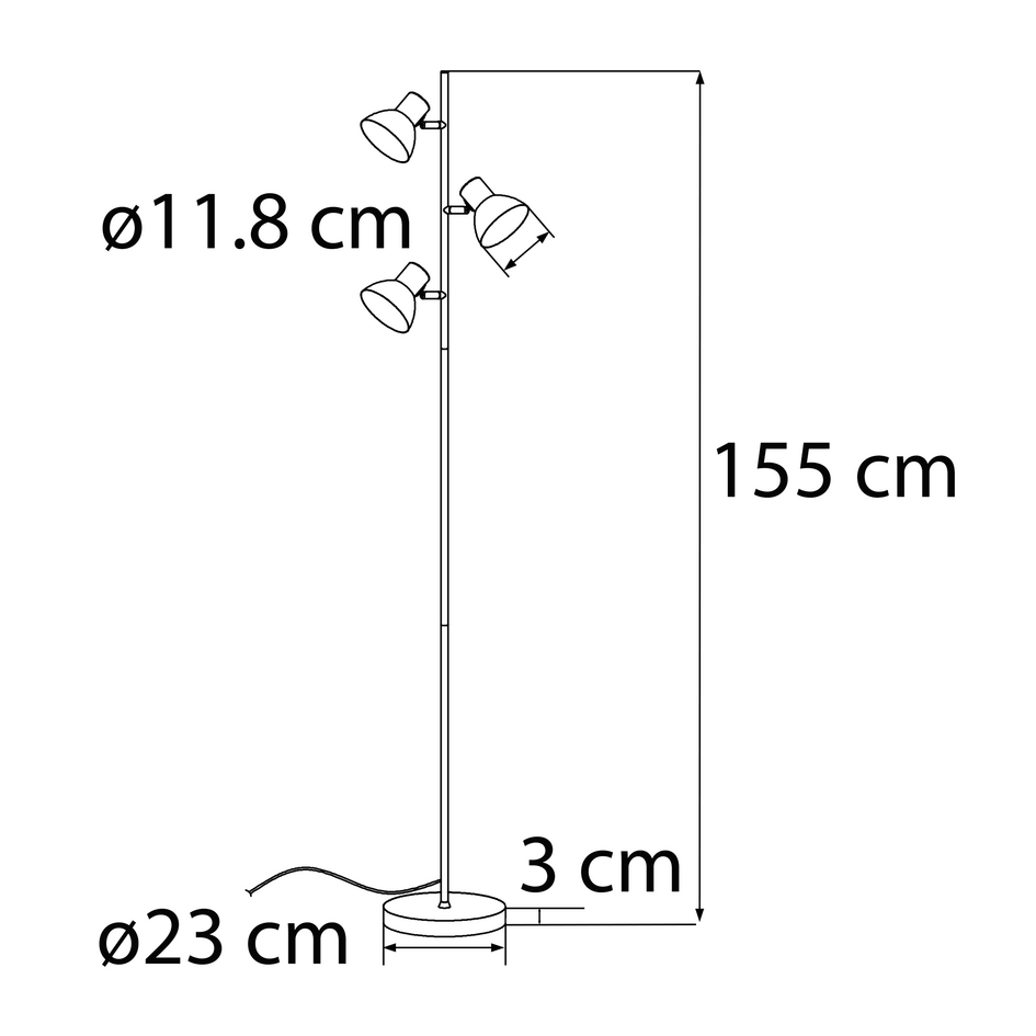 Lampadaire industriel à 3 spots - Bailey