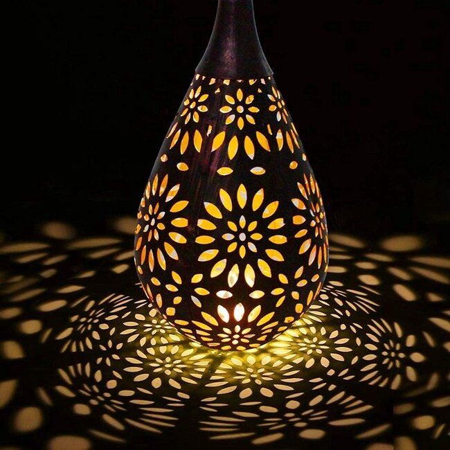 Lampe pendante solaire design goutte d'eau bronze - Zelia
