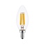 Ampoule flamme filament LED E14 dimmable, verre transparent 5,5 watts