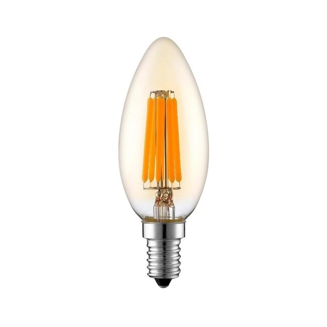 Lampe à bougie à filament LED E14 dimmable avec verre ambré | 3.5W 2200K