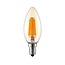 Ampoule flamme filament LED E14 dimmable, verre ambré 5,5 watts