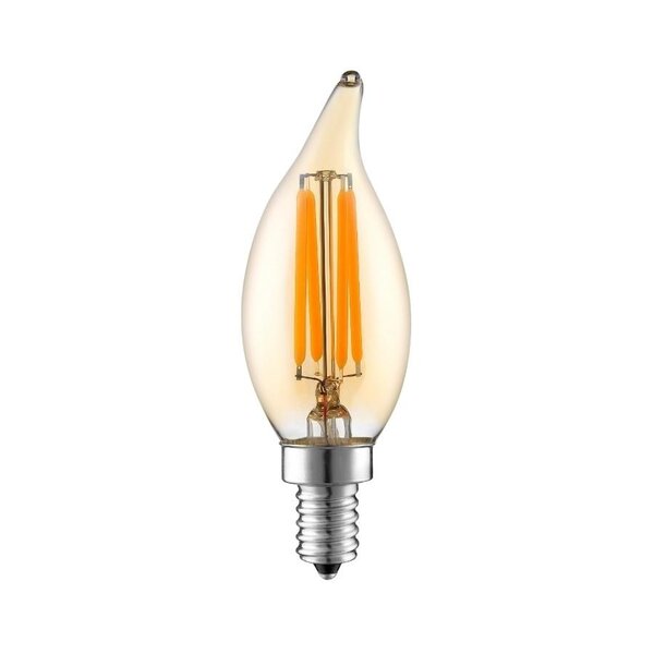 Ampoule flamme à pointe filament LED E14 dimmable, verre ambré 5,5 watts