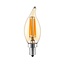 Ampoule flamme à pointe filament LED E14 dimmable, verre ambré 5,5 watts