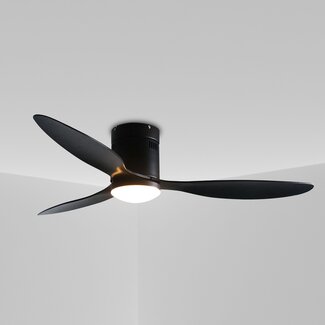 Ventilateur de plafond avec éclairage, trois ailettes, noir - Zazoe
