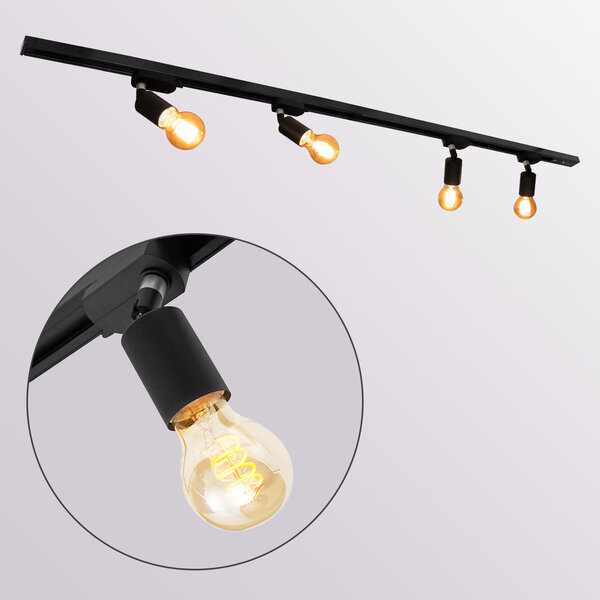 Kit rail monophasé de 1,5 mètre et spots Jax, noir