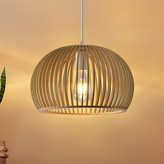 Lampe suspendue rurale en bois naturel - Jakarta