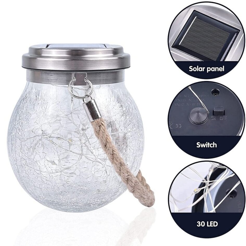 Lampe solaire de table décorative avec anse amovible - Isla