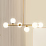 Suspension design dorée avec verre blanc laiteux, 6 lumières - Aster