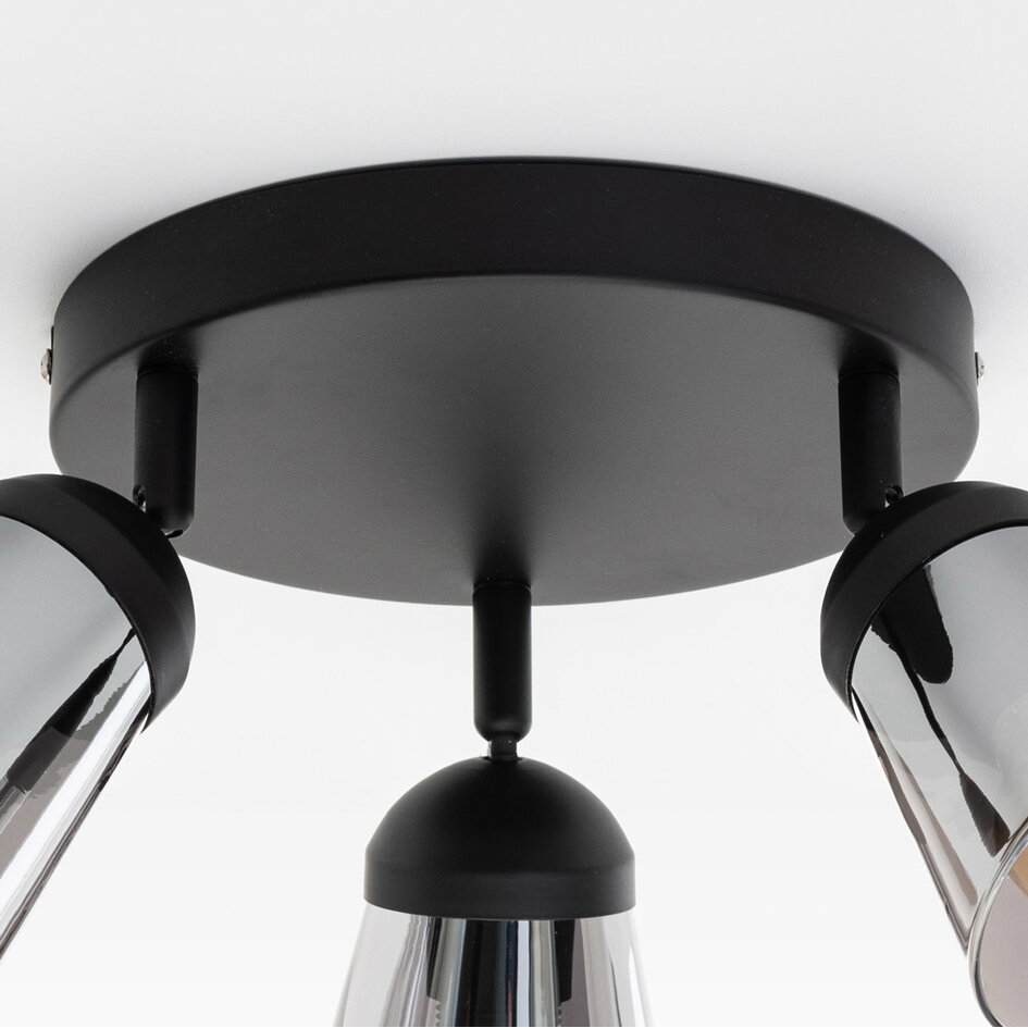 Spot de plafond moderne 3 lumières Toledo - noir mat et fumé