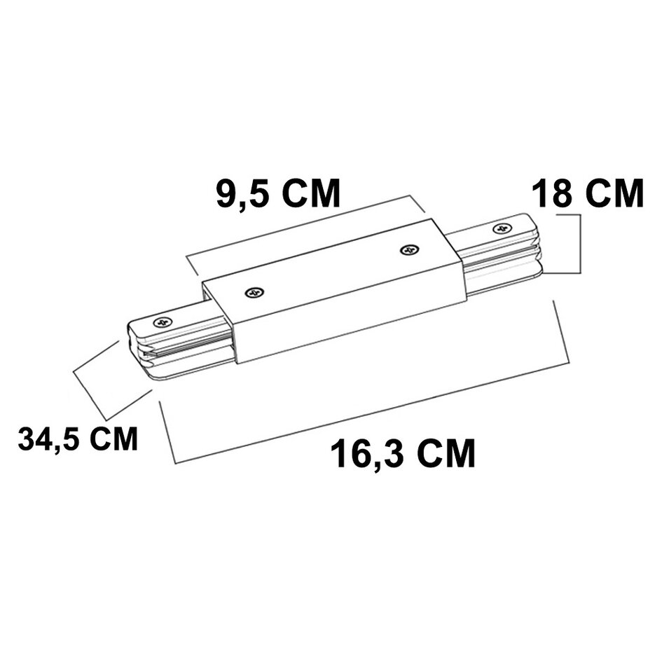 Connecteur droit double face pour rail monophasé - blanc