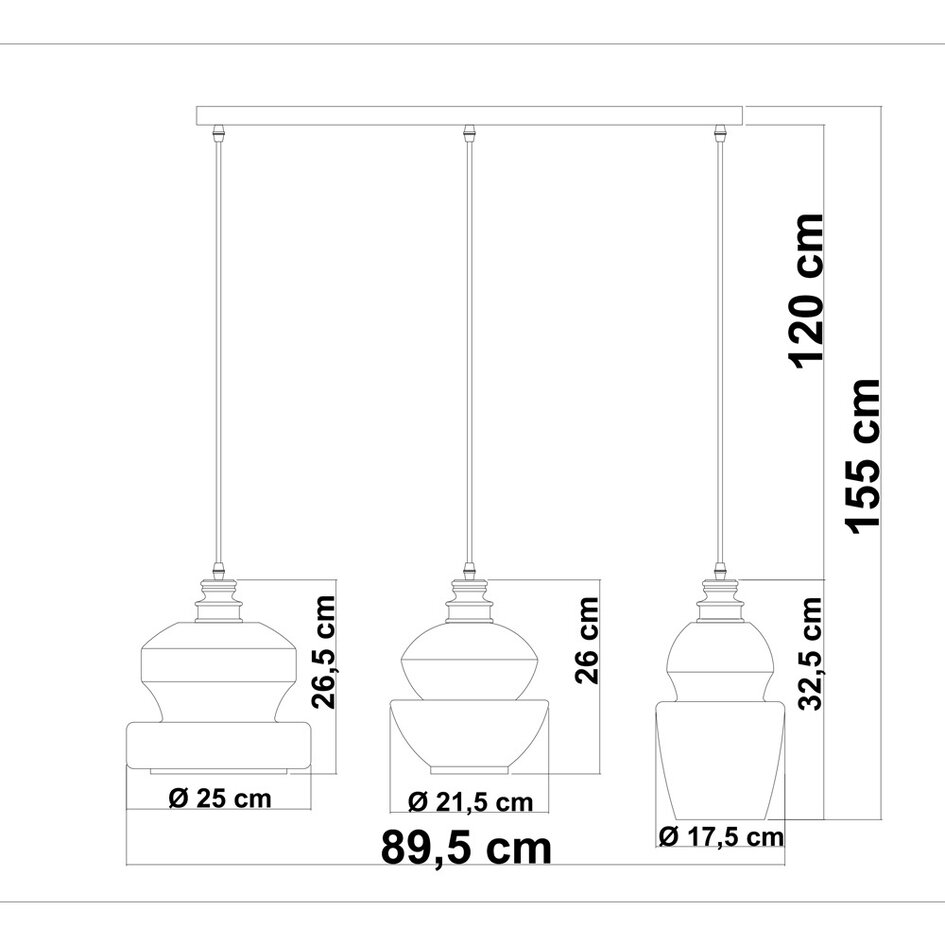 Suspension avec verre fumé 3 lumières - Sofie
