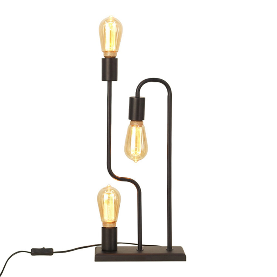 Lampe à poser Zus 3 lumières en métal noir au design dynamique