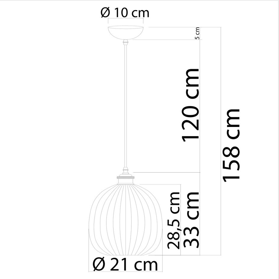 Suspension en verre ambré strié - Riley