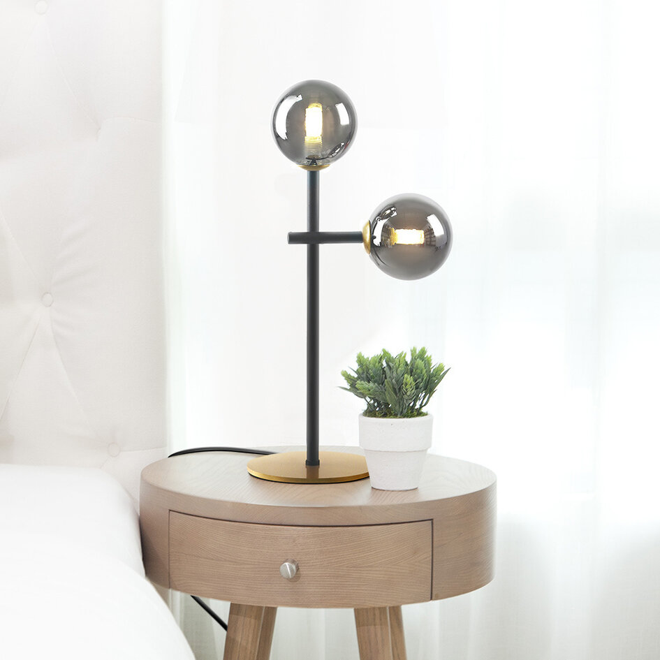 Lampe de table à 2 lumières Chase - verre transparent