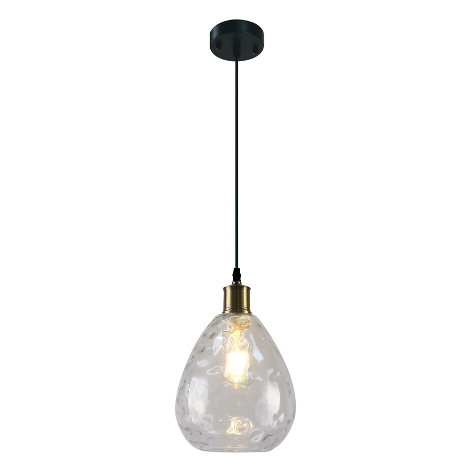 Suspension Verona 1 lumière avec effet miroir fumé et verre lisse en forme de goutte